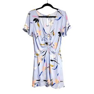 O'Neill Blue Floral Tropical Beachy Airy V-neck Romper Size M